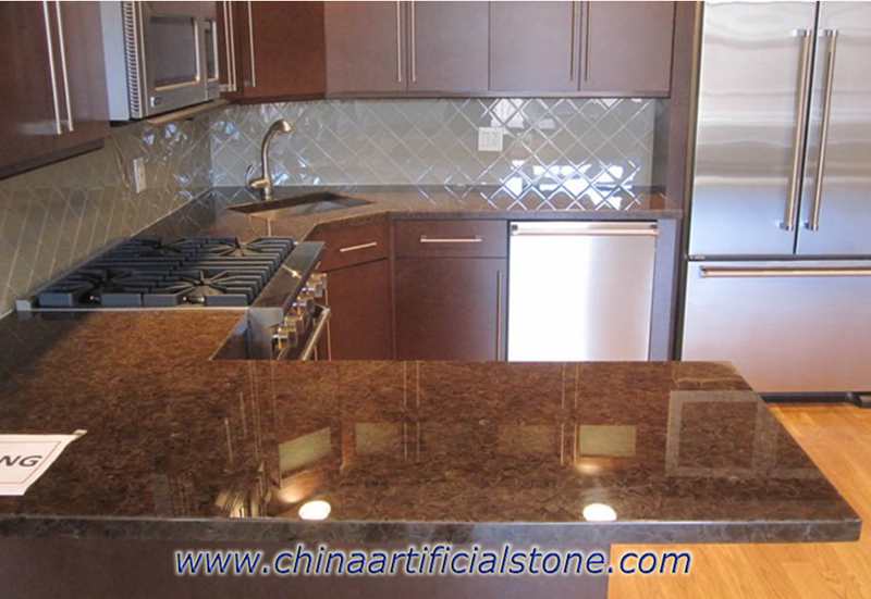 Brown Backlit Recycled Glass Countertops
