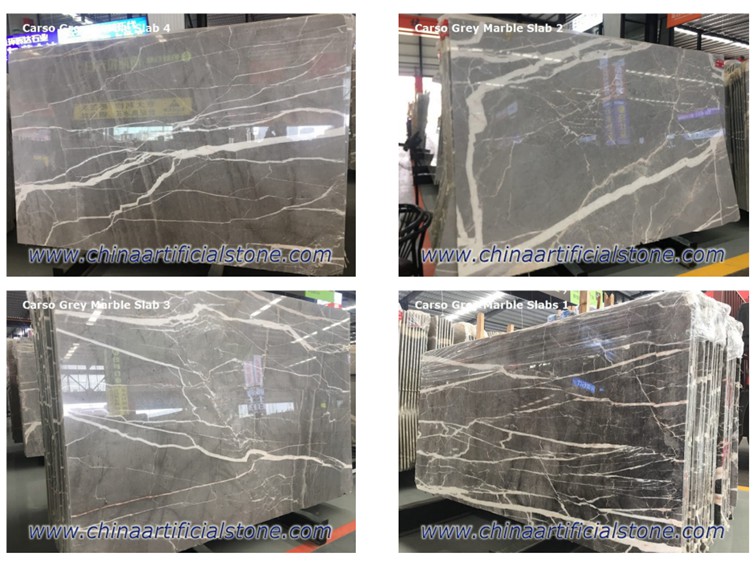 Carso Grey Marble Slabs Grey With White Veins