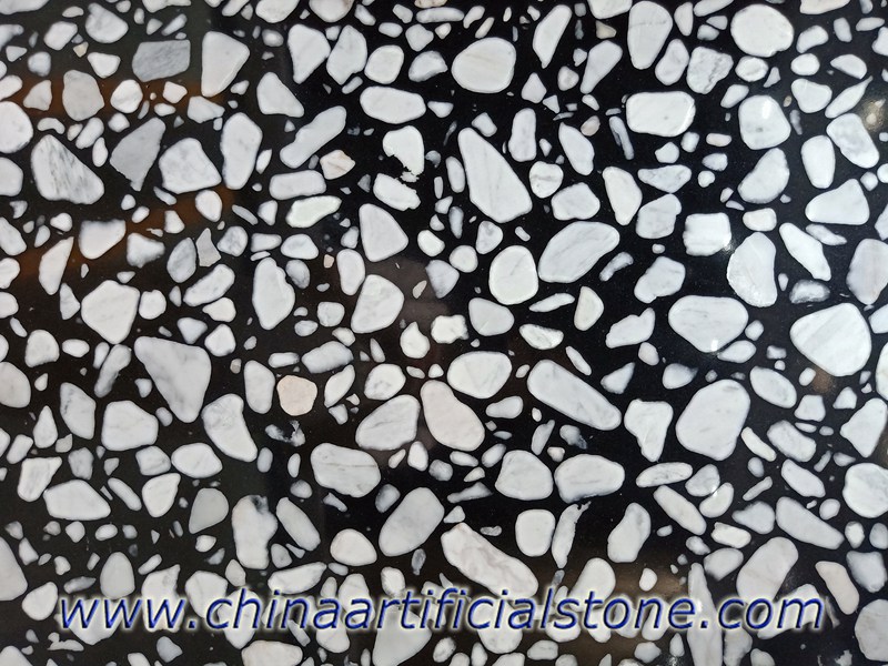 lajes de mármore artificial preto grande agregado godo branco 