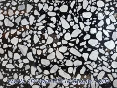 grande branco carrara cobbles agregado mármore artificial preto