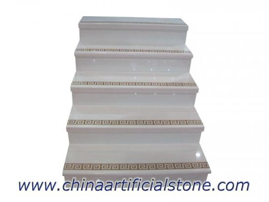 escada de degraus de pedra de mármore branco puro nanoglass