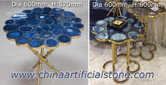 azul ágata semi pedra preciosa móveis de mesa