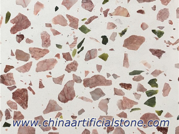 China Pink Terrazzo Slabs 2700x1800x 18mm 
