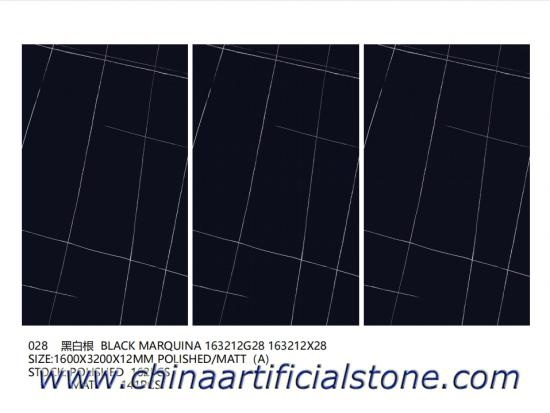 placas de porcelana marquina preta de grande formato 12mm 1600x3200
